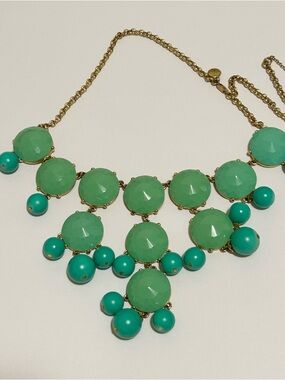 J. Crew Gold-Tone Green and Turquoise Statement Necklace